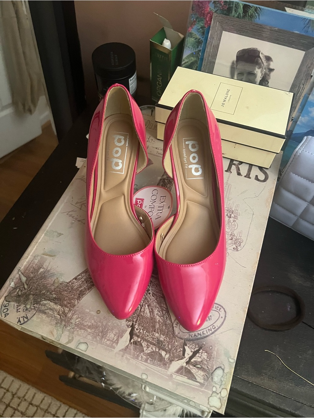 POP Hot Pink Patent Leather Pointed-Toe Pumps